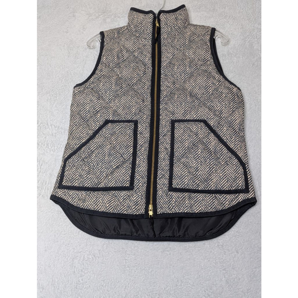 J.Crew Jackets & Blazers - J.Crew Vest Women's XS Herringbone Down Puffer Black Beige